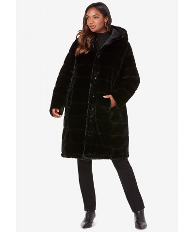 Women's Plus Size Reversible Long Coat Black $67.31 Coats