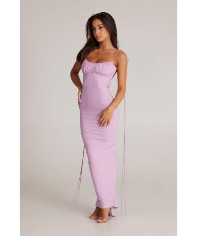 Women Sexy Long Dress Bodycon Open Back Tie Up Solid Color Halter Neck Sleeveless Summer Clubwear Beach Dress Ii V Back Purpl...