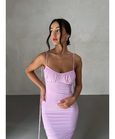 Women Sexy Long Dress Bodycon Open Back Tie Up Solid Color Halter Neck Sleeveless Summer Clubwear Beach Dress Ii V Back Purpl...