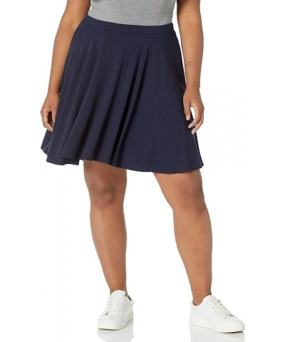 Women's Plus-Size Short Stretch Ponte Full Circle Skater Skirt Navy $11.13 Skirts