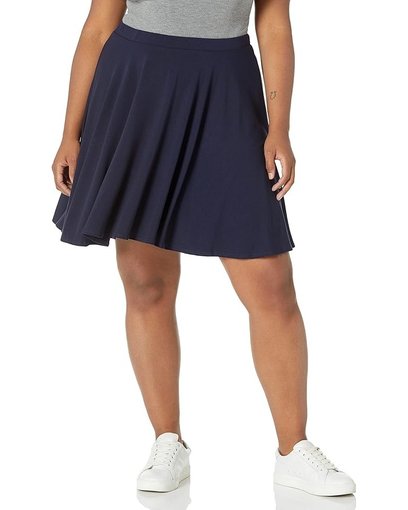 Women's Plus-Size Short Stretch Ponte Full Circle Skater Skirt Navy $11.13 Skirts