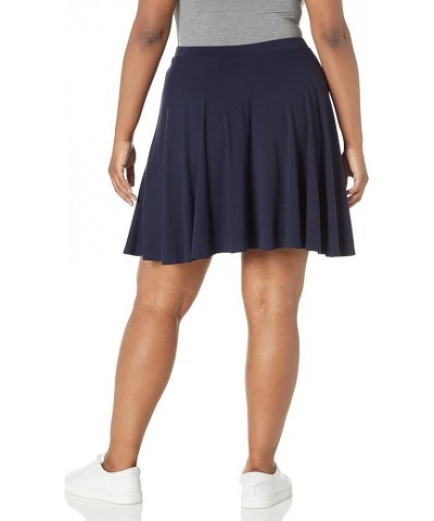 Women's Plus-Size Short Stretch Ponte Full Circle Skater Skirt Navy $11.13 Skirts