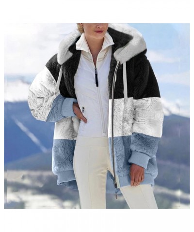 Women's Fleece Hooded Coat Loose Plus Size Zipper Winter Warm Long Sleeve Plush Hoodies Jacket Cardigan Sweaters G-blue $7.18...