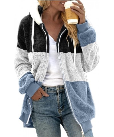 Women's Fleece Hooded Coat Loose Plus Size Zipper Winter Warm Long Sleeve Plush Hoodies Jacket Cardigan Sweaters G-blue $7.18...