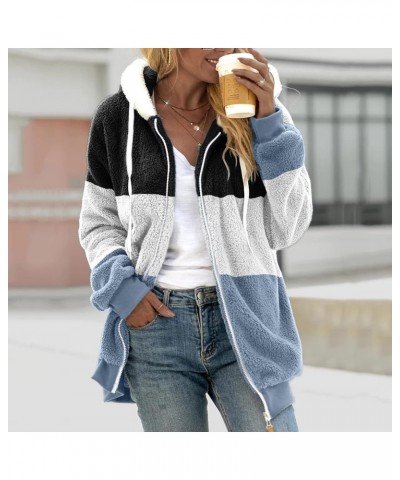 Women's Fleece Hooded Coat Loose Plus Size Zipper Winter Warm Long Sleeve Plush Hoodies Jacket Cardigan Sweaters G-blue $7.18...