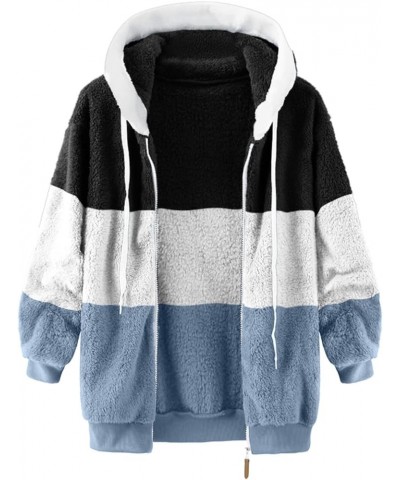 Women's Fleece Hooded Coat Loose Plus Size Zipper Winter Warm Long Sleeve Plush Hoodies Jacket Cardigan Sweaters G-blue $7.18...