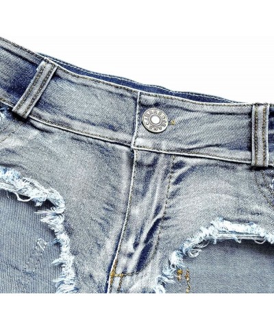 Jean Shorts Womens Teen Girls Casual Summer High Waisted Stretchy Rolled Hem Tassels Denim Shorts with Pockets Y1-blue $7.24 ...