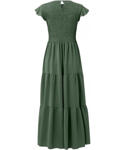 Fashion Women Casual Mid Length Dress Boho Butterfly Sleeve Chiffon Long Dress Dresses for Women Summer Dresses 06-army Green...