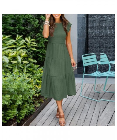 Fashion Women Casual Mid Length Dress Boho Butterfly Sleeve Chiffon Long Dress Dresses for Women Summer Dresses 06-army Green...