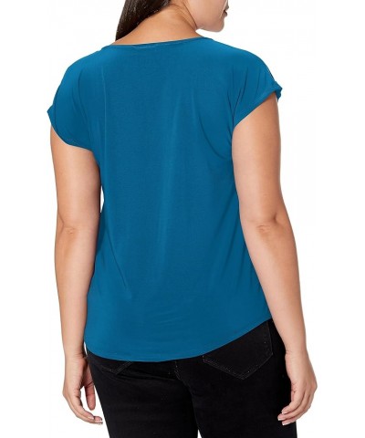 Women's Plus Size Button Shoulder Top Teal $7.26 Blouses