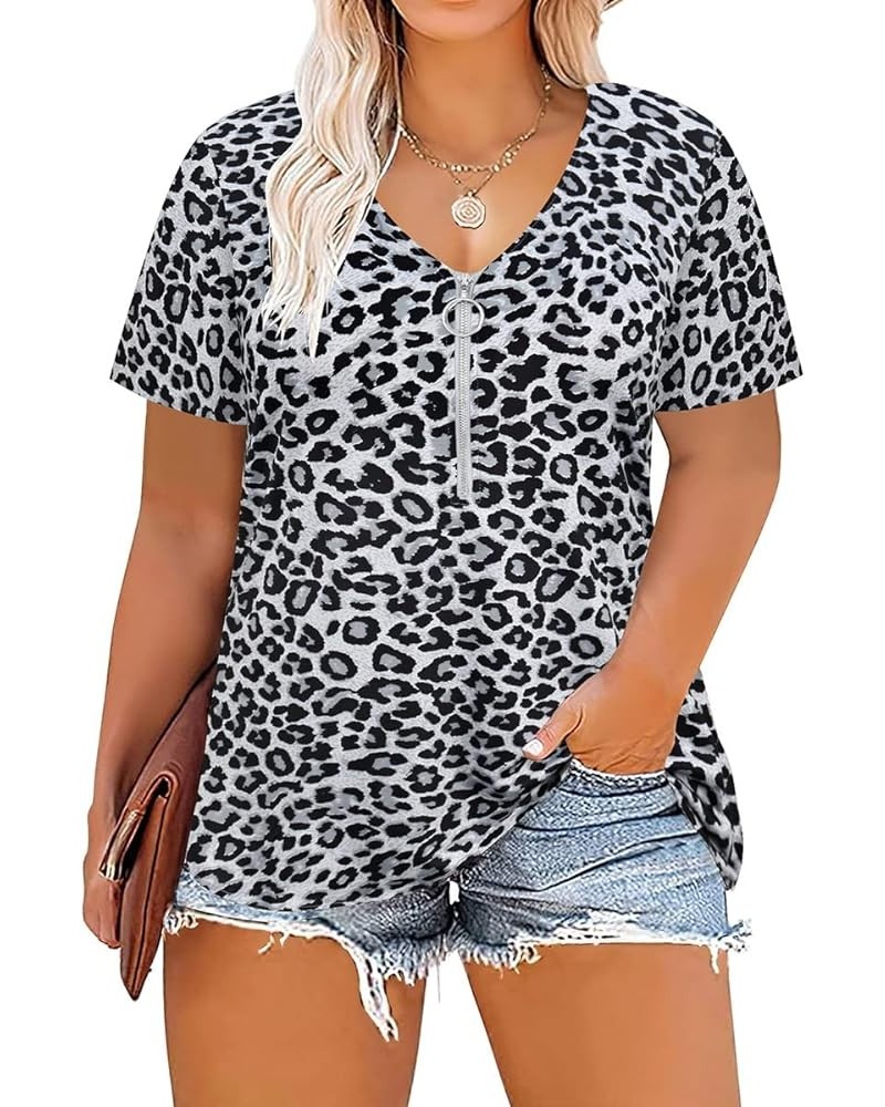 Plus Size T Shirt for Women Short Sleeve Loose Casual Blouse Soft Tops Tie Dye Print Soild Color Shirts XL-5XL 14-28 9_ D4_ Z...