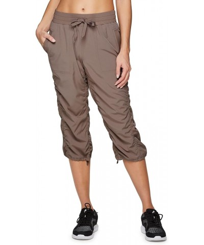 Active Women's Fashion Lightweight Stretch Woven Body Skimming Drawstring Capri Pant Taupe Beige $18.80 Activewear