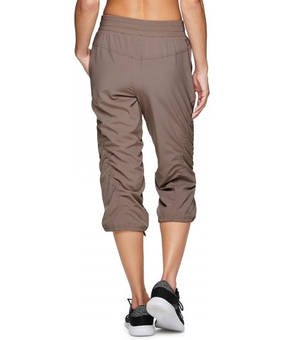 Active Women's Fashion Lightweight Stretch Woven Body Skimming Drawstring Capri Pant Taupe Beige $18.80 Activewear