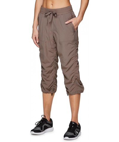 Active Women's Fashion Lightweight Stretch Woven Body Skimming Drawstring Capri Pant Taupe Beige $18.80 Activewear