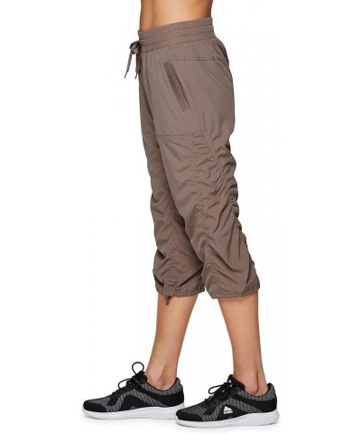 Active Women's Fashion Lightweight Stretch Woven Body Skimming Drawstring Capri Pant Taupe Beige $18.80 Activewear