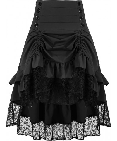 Women's Steampunk Retro Gothic Pleated Asymmetric Hi-Low Lace Party Skirt Yt2339-bk $21.59 Others