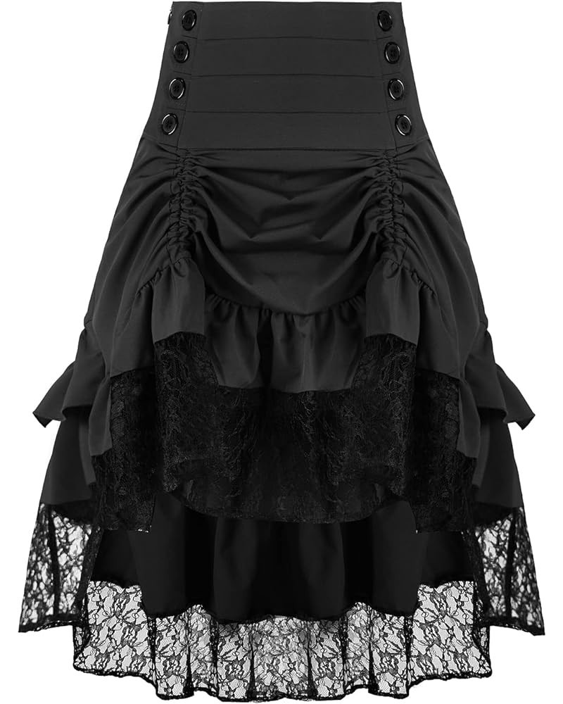 Women's Steampunk Retro Gothic Pleated Asymmetric Hi-Low Lace Party Skirt Yt2339-bk $21.59 Others