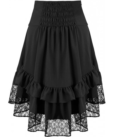 Women's Steampunk Retro Gothic Pleated Asymmetric Hi-Low Lace Party Skirt Yt2339-bk $21.59 Others