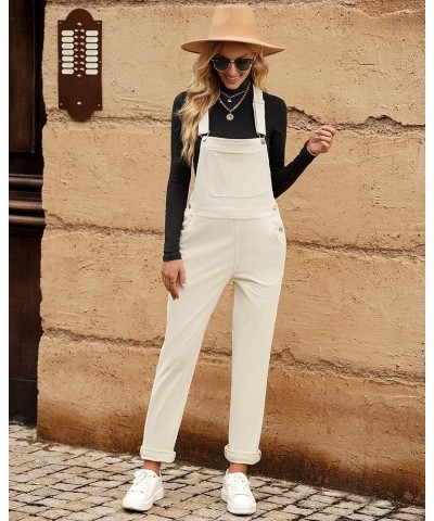 Corduroy Overalls for Women Adjustable Straps Fashion Bib Overall Jumpsuit with Pocket Tapered Leg Trendy 90s Vanilla $25.75 ...