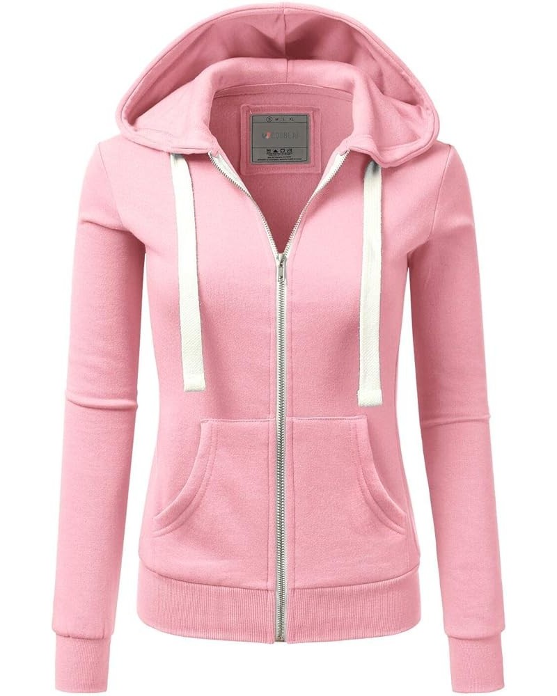 Lightweight Thin Zip-Up Hoodie Jacket for Women with Plus Size B_candypink $17.84 Hoodies & Sweatshirts