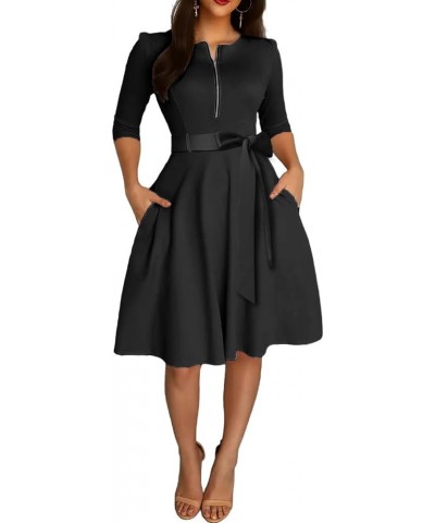 Office Work Business Pencil Dresses Womens Church Dresses Elegant Bodycon Casual Dress Elegant Black $14.84 Dresses