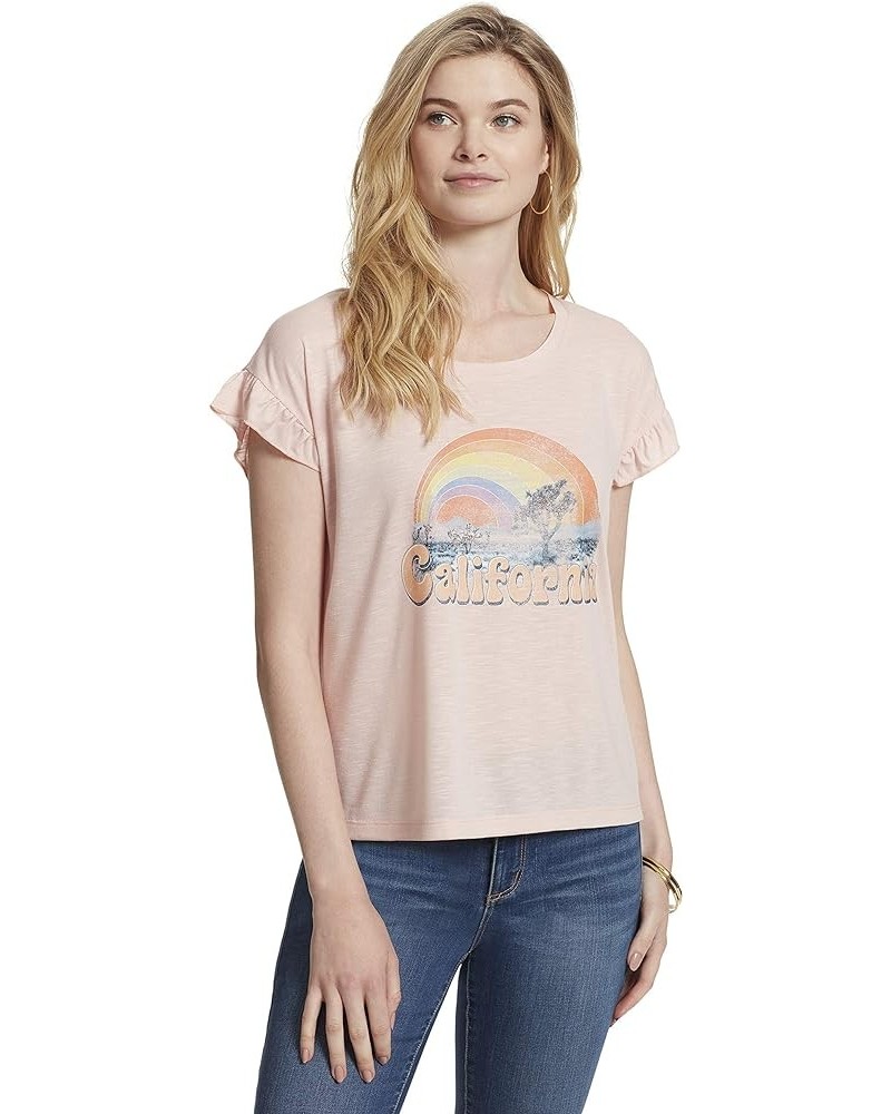 Womens Sawyer Heathered Flutter Sleeve Graphic T-Shirt Cali Desert - Peachskin Ground $11.80 T-Shirts