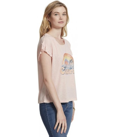 Womens Sawyer Heathered Flutter Sleeve Graphic T-Shirt Cali Desert - Peachskin Ground $11.80 T-Shirts