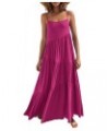 Women’s Summer Casual Loose Sleeveless Spaghetti Strap Asymmetric Tiered Beach Maxi Long Dress Rose $19.80 Dresses