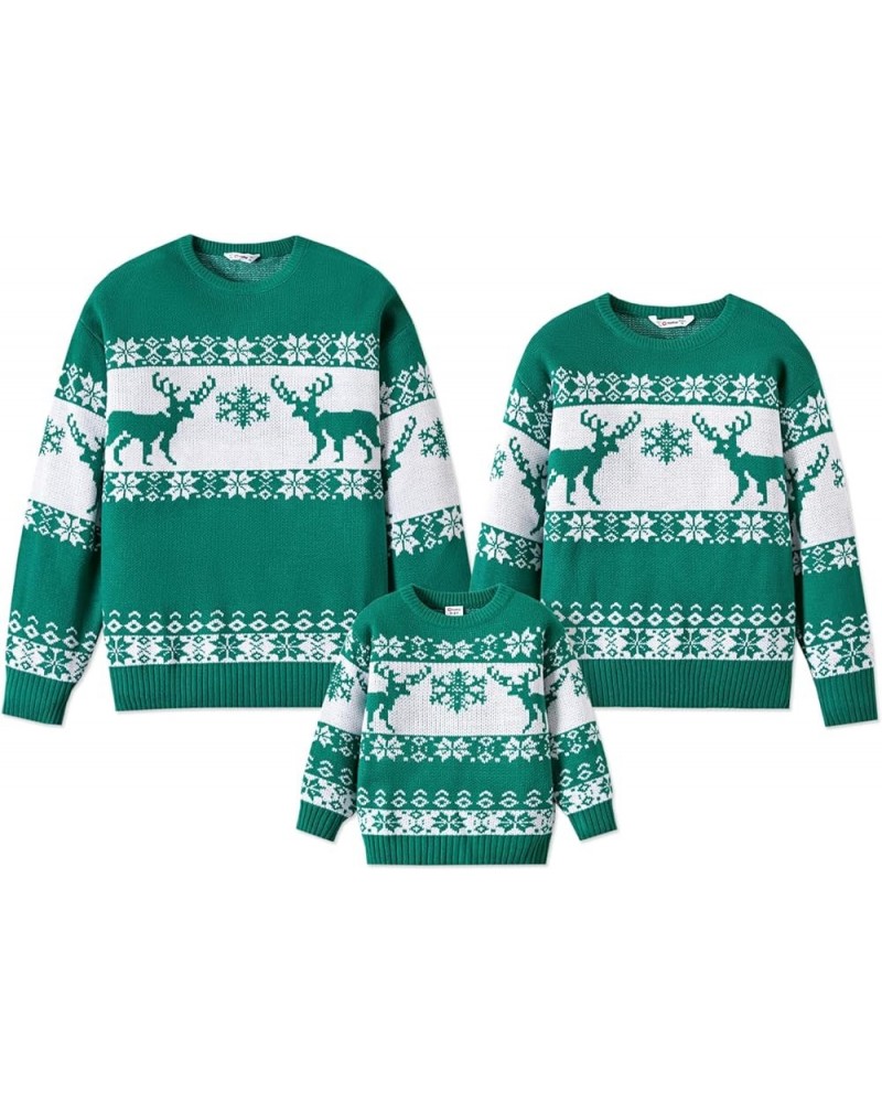 Family Christmas Sweaters Matching Sets Snowflake Reindeer Long Sleeve Holiday Xmas Knitted Sweater Pullover Tops Kids Green ...