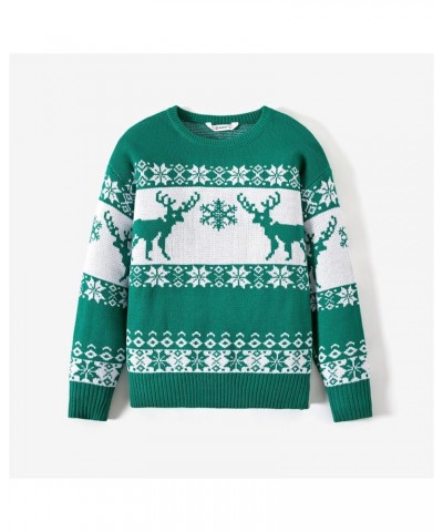 Family Christmas Sweaters Matching Sets Snowflake Reindeer Long Sleeve Holiday Xmas Knitted Sweater Pullover Tops Kids Green ...