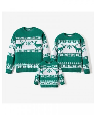 Family Christmas Sweaters Matching Sets Snowflake Reindeer Long Sleeve Holiday Xmas Knitted Sweater Pullover Tops Kids Green ...