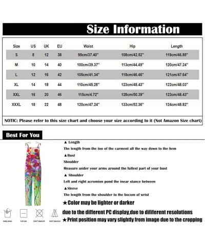 Summer Overalls For Women Loose Fit Jumpsuits Baggy Overall Plus Size Boho Pants Beach Wide Leg Rompers with Pockets 23-multi...