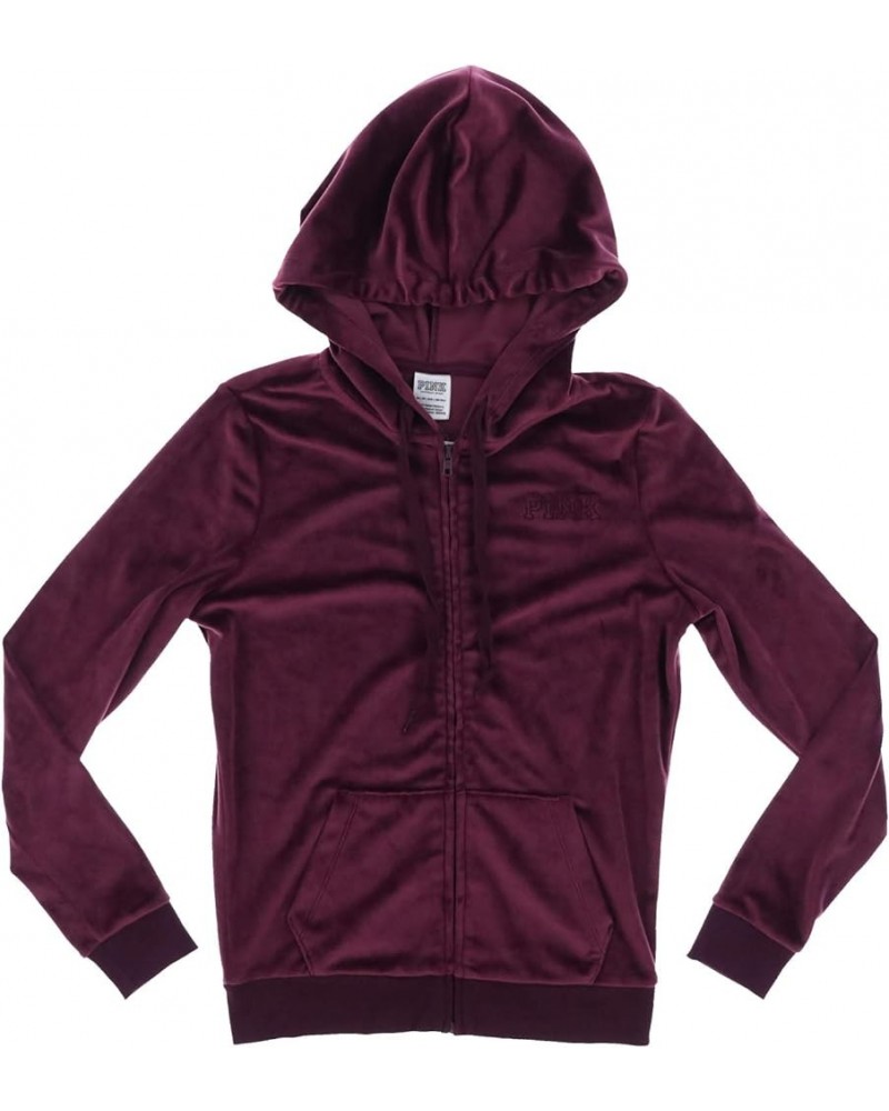 Pink Hoodie Full Zip Velour Sweatshirt Burgundy $30.24 Hoodies & Sweatshirts