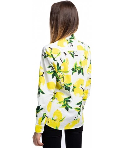 Women's Blouses Casual Long Sleeve Work Button Down Dress Hawaiian Shirts Tops White Yellow Lemon $15.11 Blouses