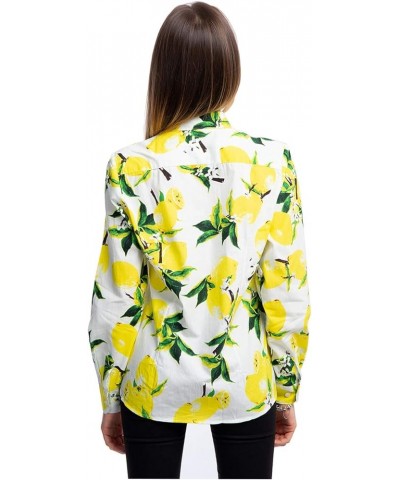 Women's Blouses Casual Long Sleeve Work Button Down Dress Hawaiian Shirts Tops White Yellow Lemon $15.11 Blouses