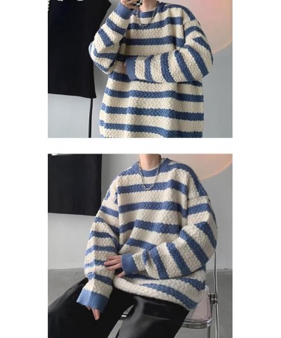 Women Men Kawaii Knit Sweater Sweatshirt Cute Japanese Korean Preppy Stripes Pullover Long Sleeve Oversize Streetwear Blue $1...