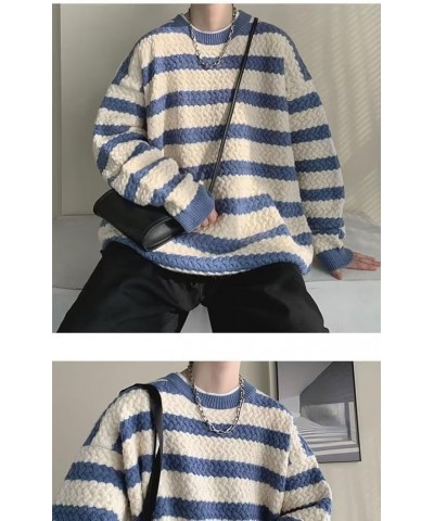 Women Men Kawaii Knit Sweater Sweatshirt Cute Japanese Korean Preppy Stripes Pullover Long Sleeve Oversize Streetwear Blue $1...