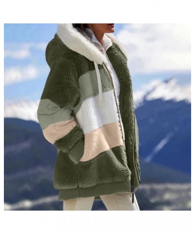 2023 Loose Women's Coat Winter Fleece Hooded Thick Overcoat Jacket Chic Keep Warm Drawstring Zipper with Pocket Z-splice Army...