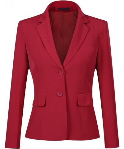 Women's Casual Long Sleeve Button Slim Work Office Blazer Jacket Red $25.47 Blazers