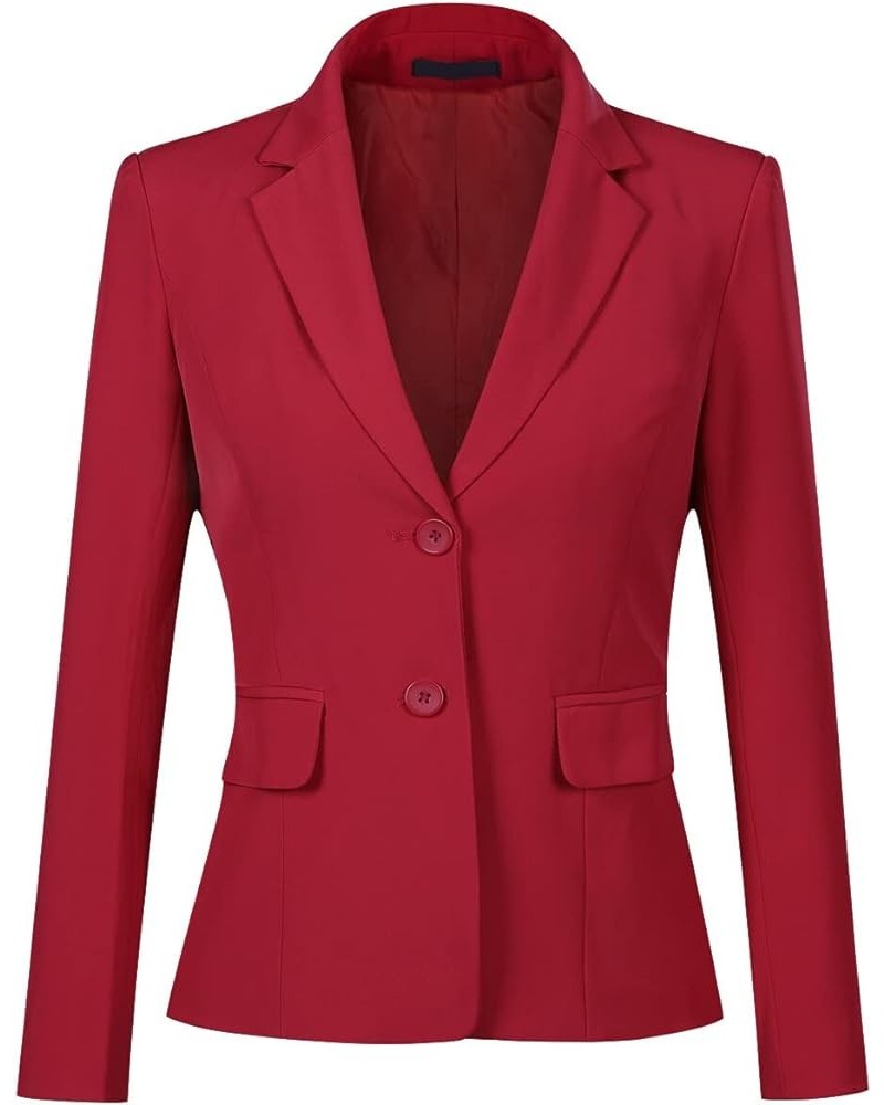 Women's Casual Long Sleeve Button Slim Work Office Blazer Jacket Red $25.47 Blazers