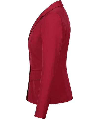 Women's Casual Long Sleeve Button Slim Work Office Blazer Jacket Red $25.47 Blazers