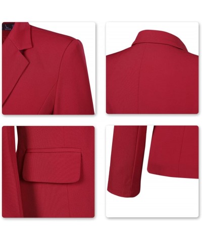 Women's Casual Long Sleeve Button Slim Work Office Blazer Jacket Red $25.47 Blazers