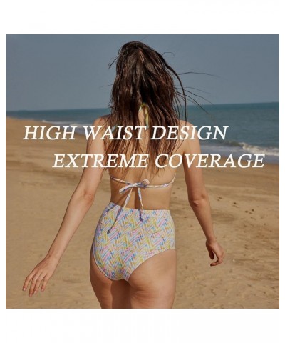 Triangle Womens Bikini Swimsuits High Waisted Push Up Two Piece Bathing Suits Sexy Drawstring String Swimwear Ray $16.10 Swim...