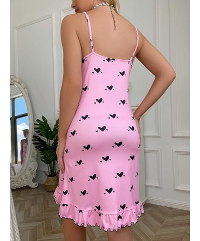 Women's Cowl Neck Satin Cross Backless Slip Lingerie Cami Dress Chemise Nightgown Pink Heart $13.99 Sleep & Lounge