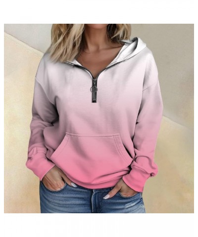 Half Zip Pullover Sweatshirts for Women Zip Up Hoodies Fleece Sweaters Fall Fashion Outfits 2023 Winter Clothes A2-pink $13.3...