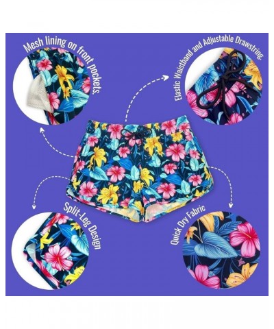 Womens Swim Shorts Quick Dry Swim Trunks with Pockets Swimwear Tropical Floral $9.08 Swimsuits