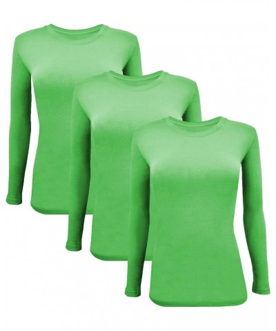 Long Sleeve Undershirts for Scrubs - Great Stretch and Layering Piece - 3 Pack Lime $25.64 Underwear