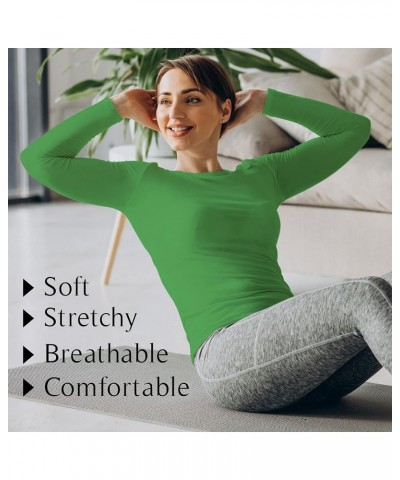 Long Sleeve Undershirts for Scrubs - Great Stretch and Layering Piece - 3 Pack Lime $25.64 Underwear