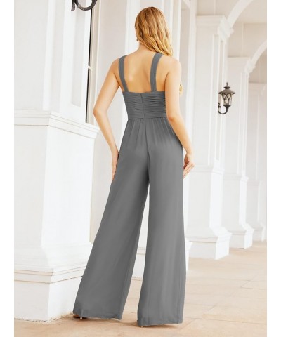 Crisscross Neck Jumpsuit Formal Evening Dress Long Bridesmaid Dresses Bell-bottomed Pants Steel Gray $54.00 Dresses