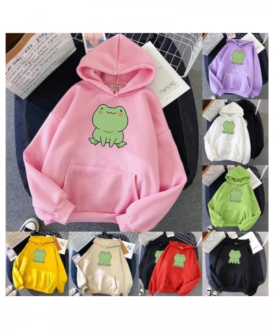 Cute Frog Hoodie for Womens Teen Girls Long Sleeve Patchwork Sweatshirts Kawaii Frog Graphic Pullover with Pocket A00-purple ...